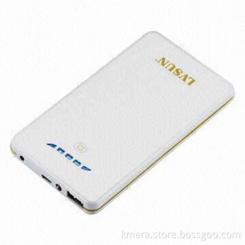 6000mAh Hign-capacity Power Bank with 8 to 12V/USB 5V, 2A Output,LED Light ,Fashionable and Smart.